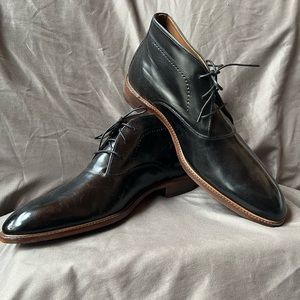 Johnston And Murphy Black leather dress boots, size 12, brand new